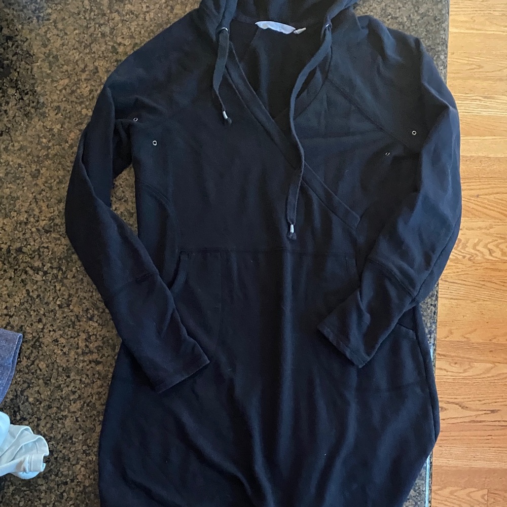 Athleta Black cotton Hoodie Sweatshirt dress